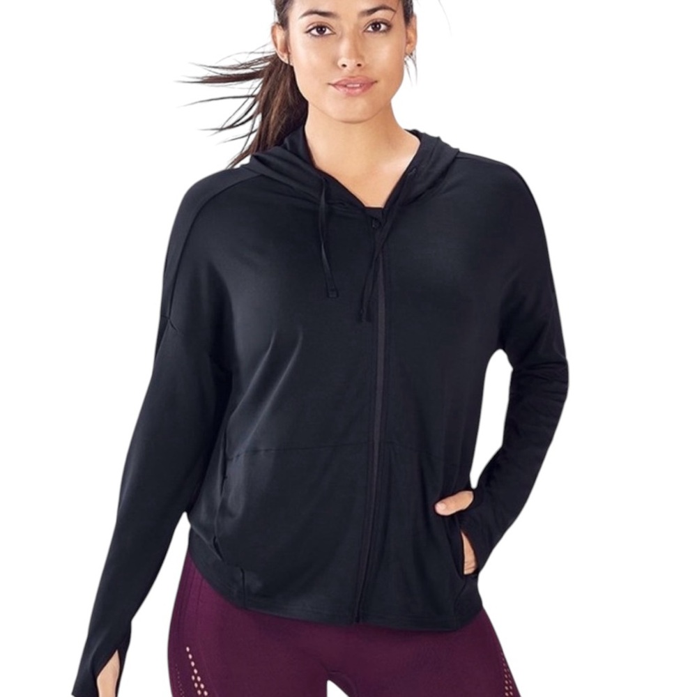 Fabletics Black Kyla Oversized Zip Hoodie M
